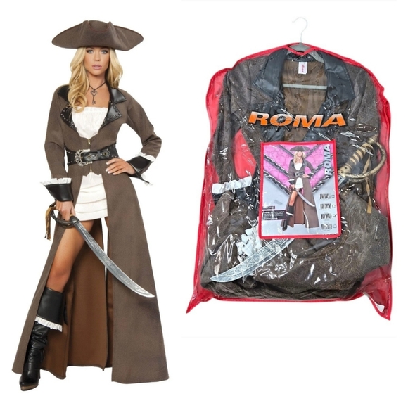 Deluxe 7pc Pirate Captain (Added Matching Skirt With Tassels) Size Large NWOT - Picture 13 of 14